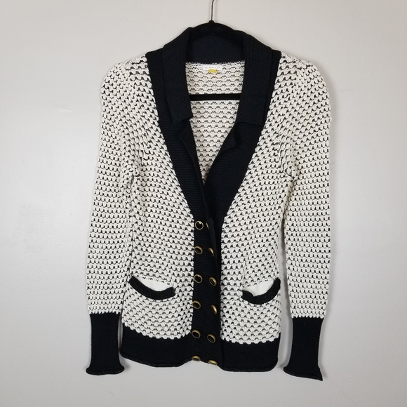 Anthropologie Sweaters - Leifsdottier Anthropologie knit cardigan sweater, size S, black and white